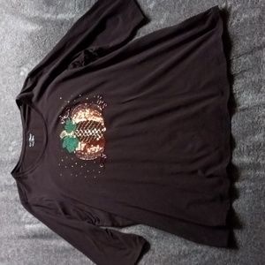 Catherines pumpkin embellished 3/4 sleeve tee